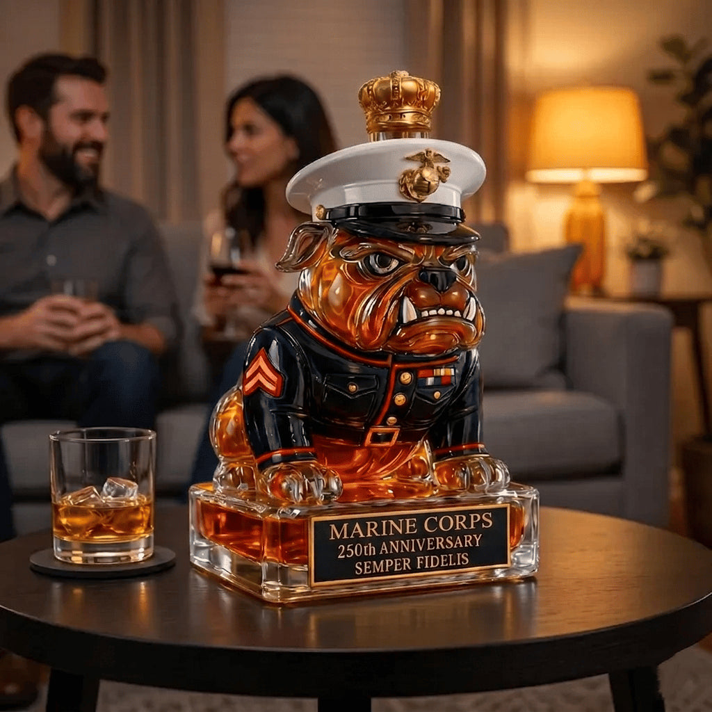 🔥🔥🔥250th Anniversary Military-Inspired Bulldog Whiskey Decanter Set