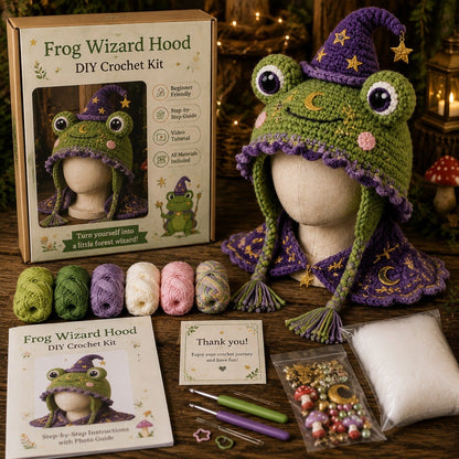 🧵Fantasy Hood Hat DIY Crochet Kit – Create Your Own Magical Wearable Character Hat