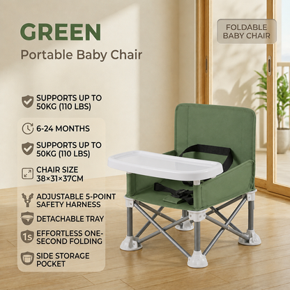 👶 Portable Baby Travel Seat | Feed Anywhere, Fold in Seconds