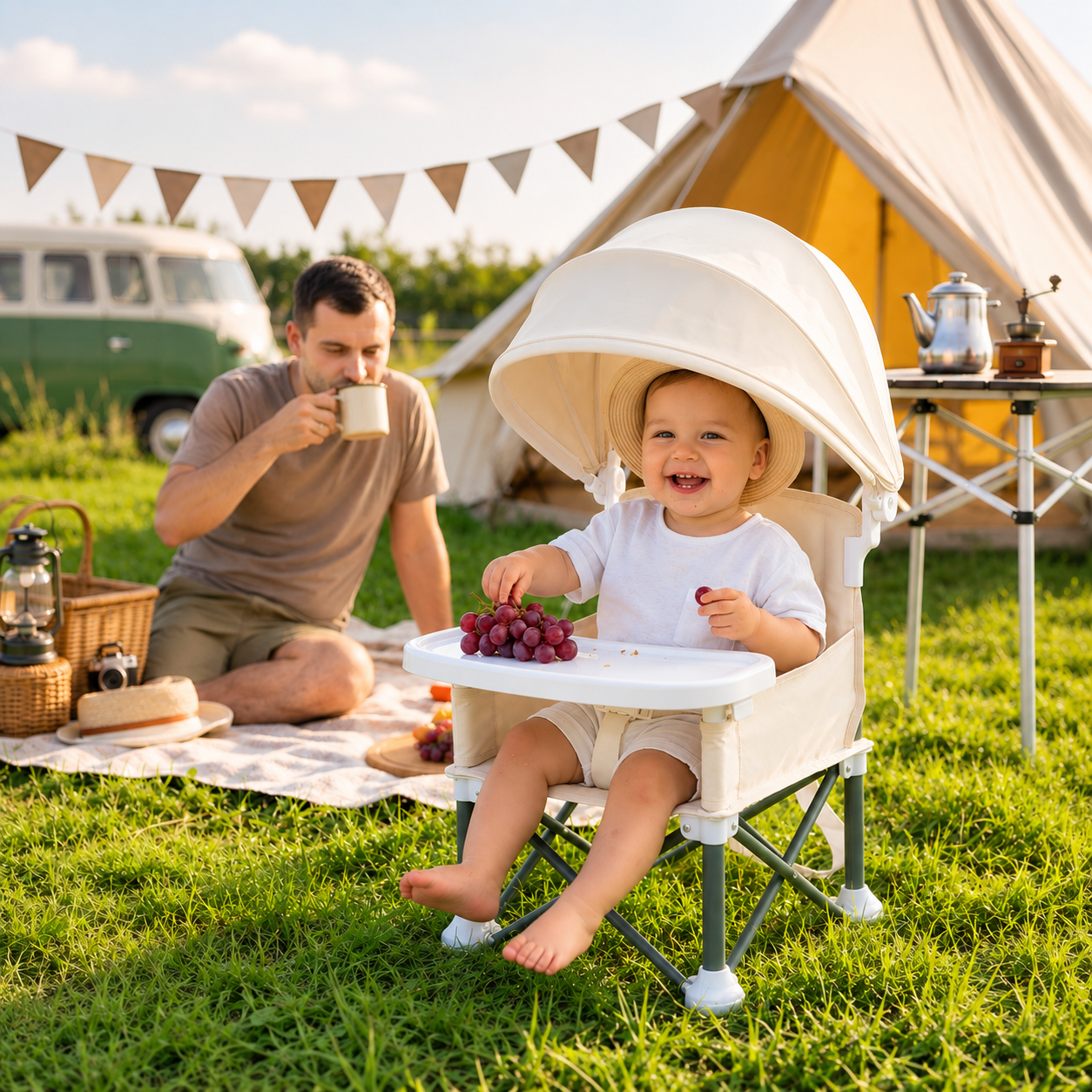 👶 Portable Baby Travel Seat | Feed Anywhere, Fold in Seconds
