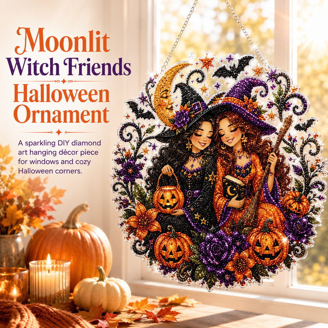 🎃🍂 DIY Rustic Harvest Pumpkin Diamond Art Window Suncatcher