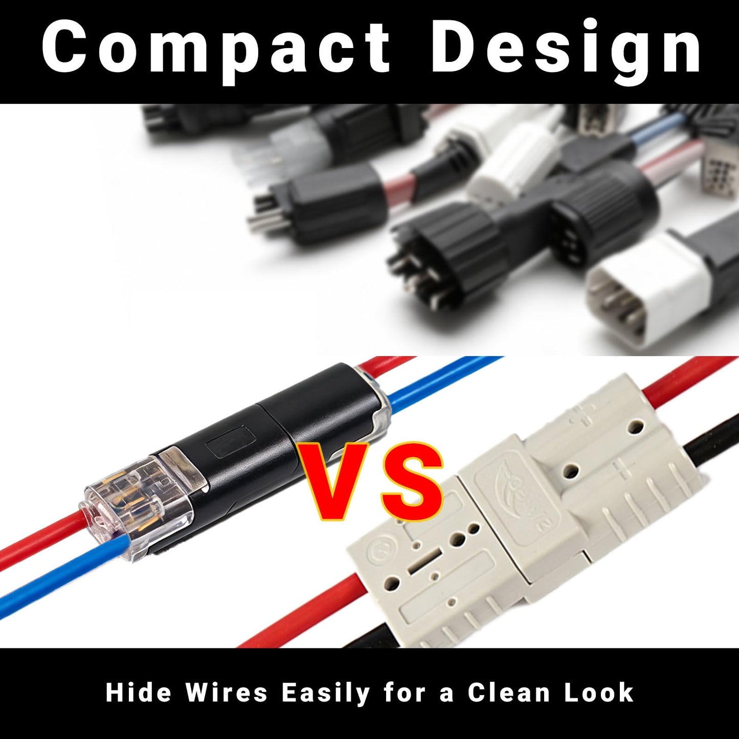🔌100 Pcs 2-Pin Low Voltage Wire Connectors with Locking Buckle