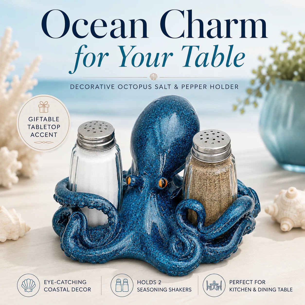 ⚡Hot Sales 🔥Coastal Animal Salt & Pepper Shaker Holder Set
