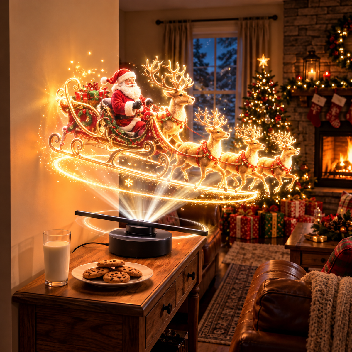 🎄LED Lamp Beads Christmas Naked Eye Holographic 3D Projection Fan