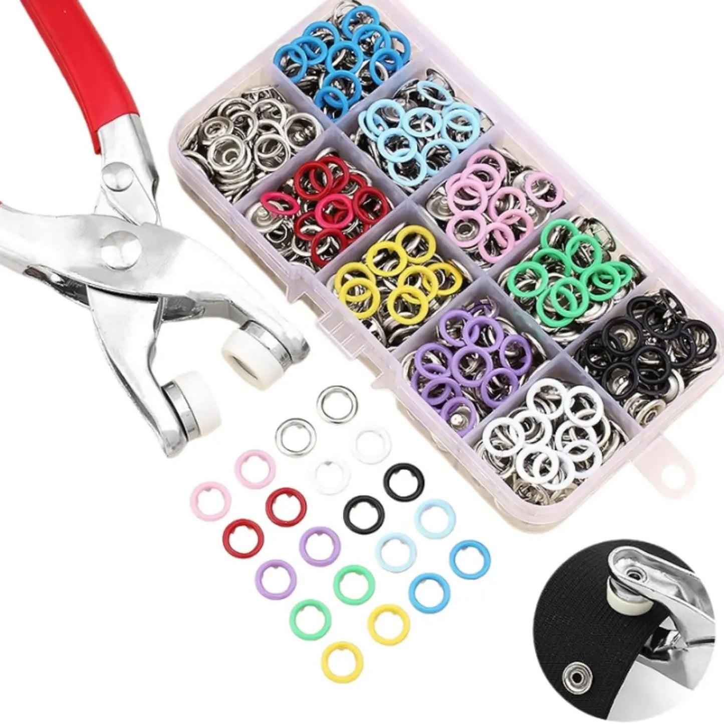 🔥✨100 pcs Invisible Colored Metal Buckle & Manual Pressure Pliers Kit