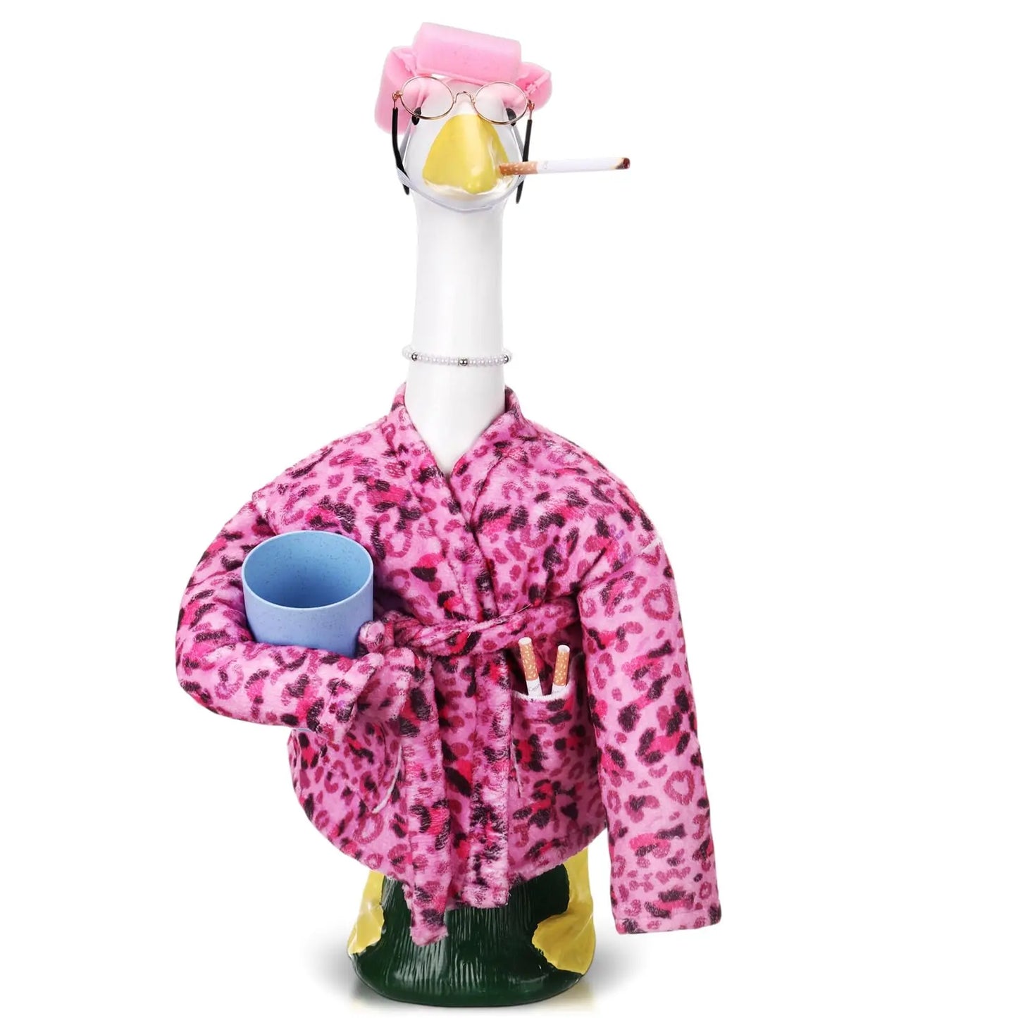 🦢Lady Porch Goose Outfit Bathrobe for 23'' Cement Plastic Porch Goose Statue❤️🤍💙