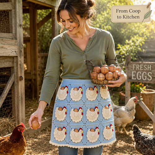 🐔Handmade Crochet Hen Egg Collecting Apron🥚🎁
