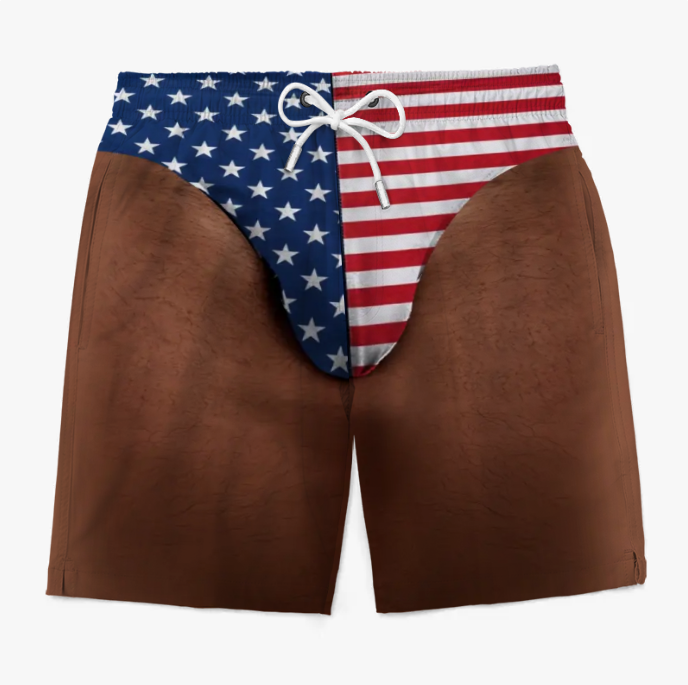 Custom Funny Patriotic Face Swim Trunks for Men