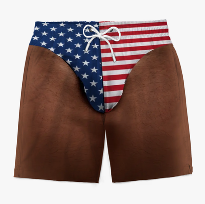 Custom Funny Patriotic Face Swim Trunks for Men
