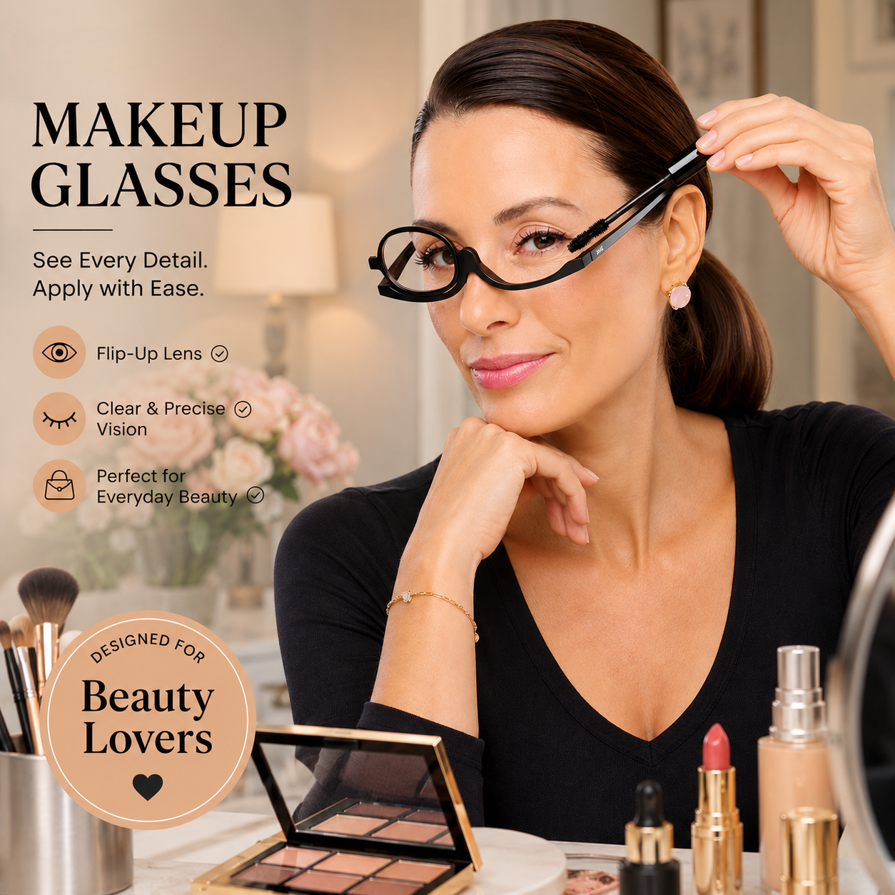 ✨ Flawless Makeup Glasses™ | Flip Lens Reading Glasses for Easy Makeup Application💄