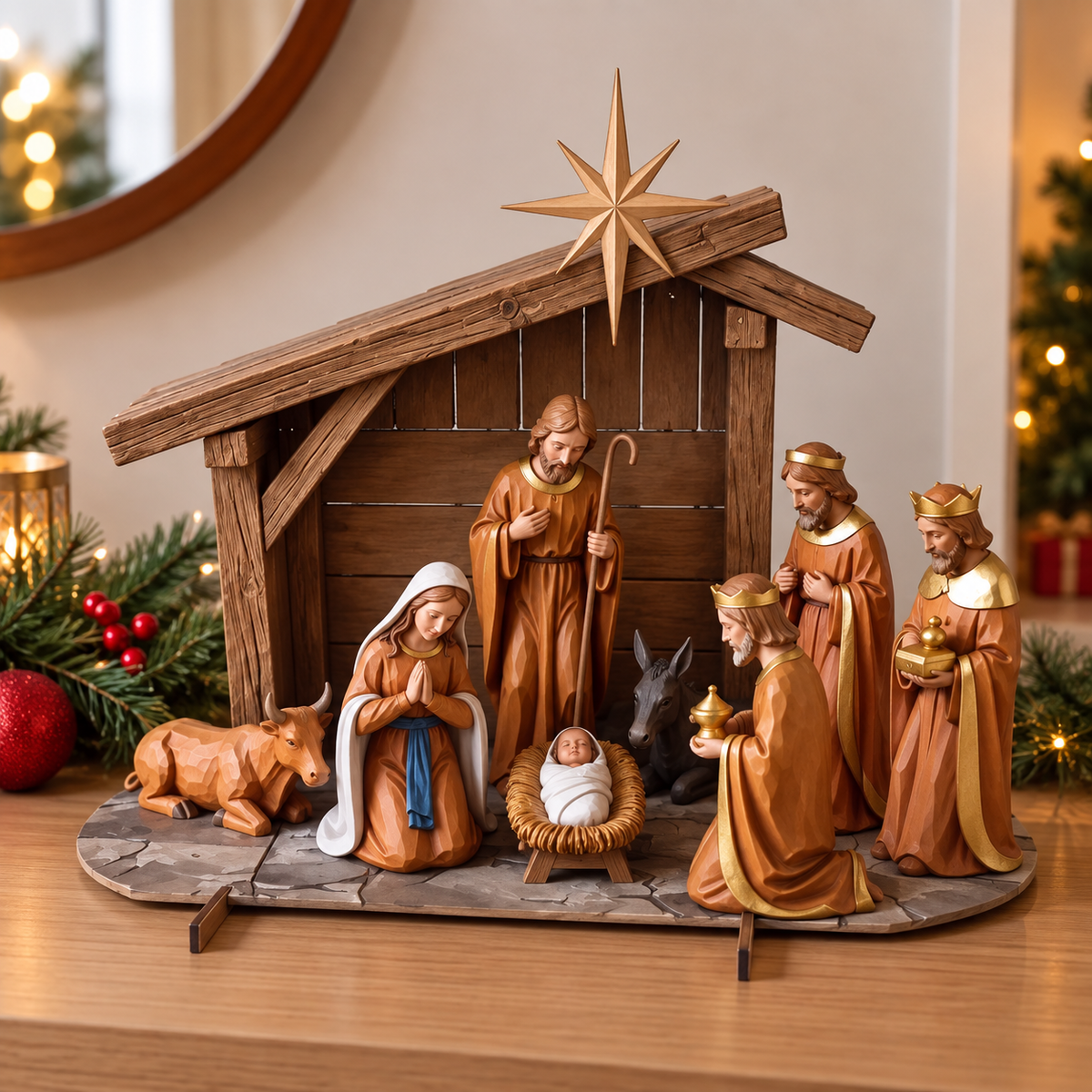 🎄 Christmas Nativity Scene Figurine Set | Traditional Holiday Home Decor