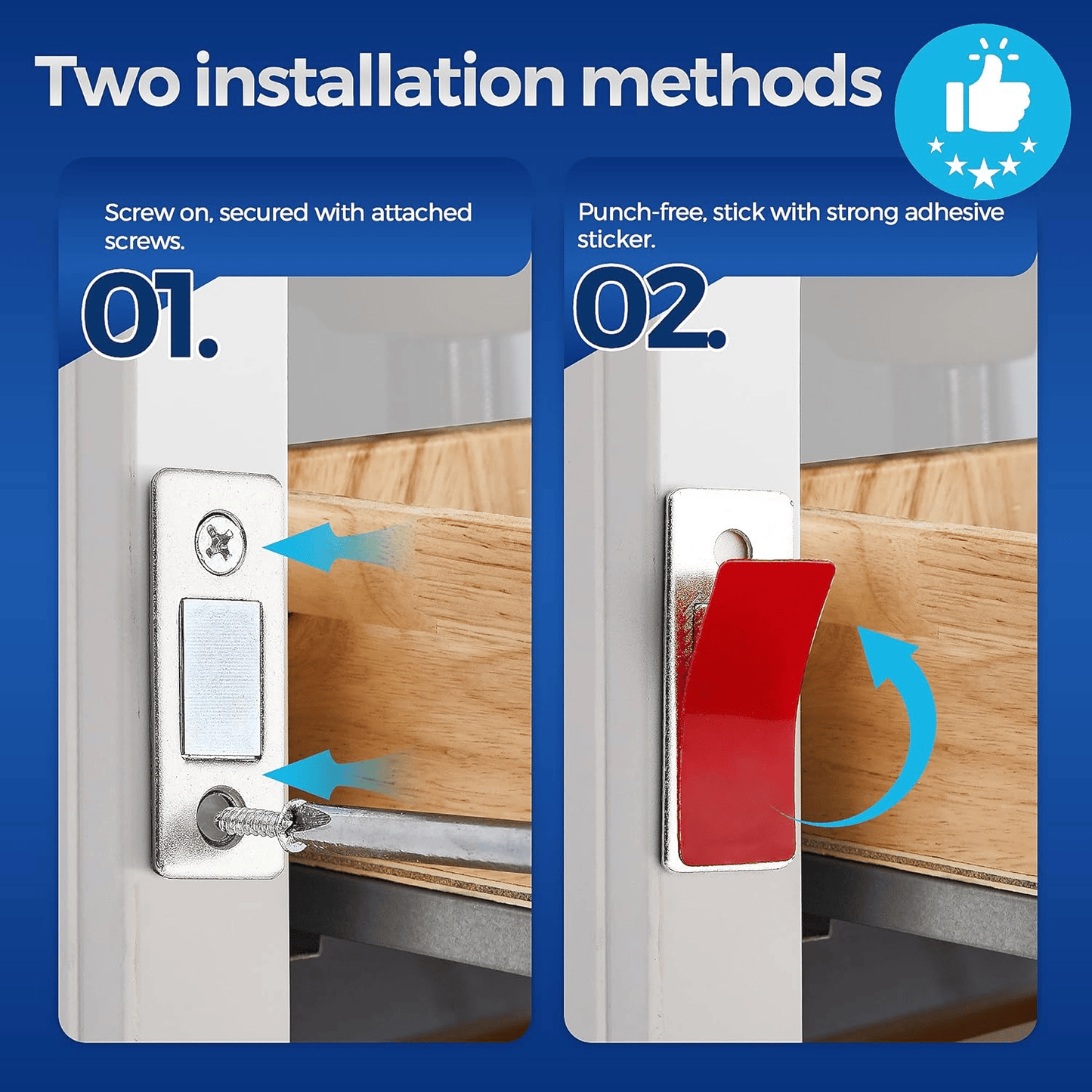 8 Counts Cabinet Magnetic Catch without Punching, Versatile for Cabinets, Drawers & Windows