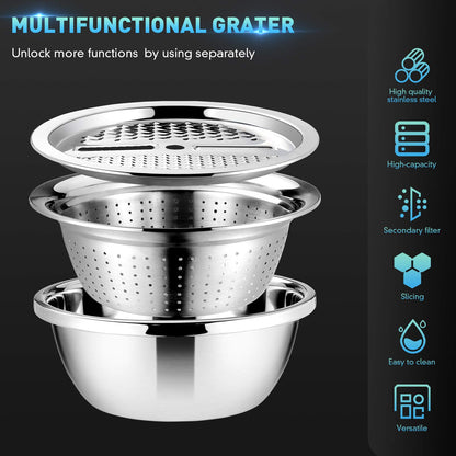 🥗 Prep, Drain &amp; Grate — All in One Smart Kitchen Bowl!