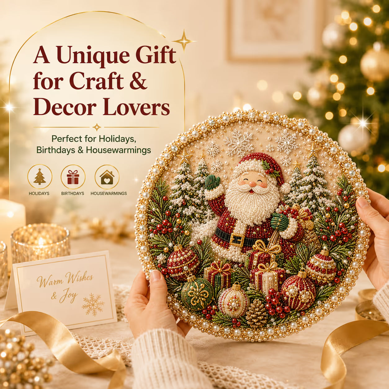 🌸🌻🍂🎄✨ Four Seasons & Holiday Pearl Art Hanging Wreath Kit