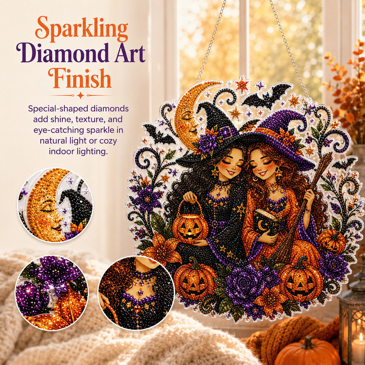 🎃🍂 DIY Rustic Harvest Pumpkin Diamond Art Window Suncatcher