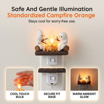 👻Ghost Campfire Night Light-Funny Halloween Nightlight Indoor Decorations✨