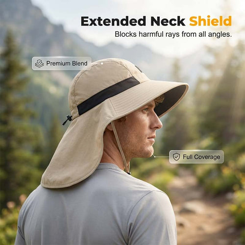 UPF 50+ Wide Brim Sun Hat with Neck Flap