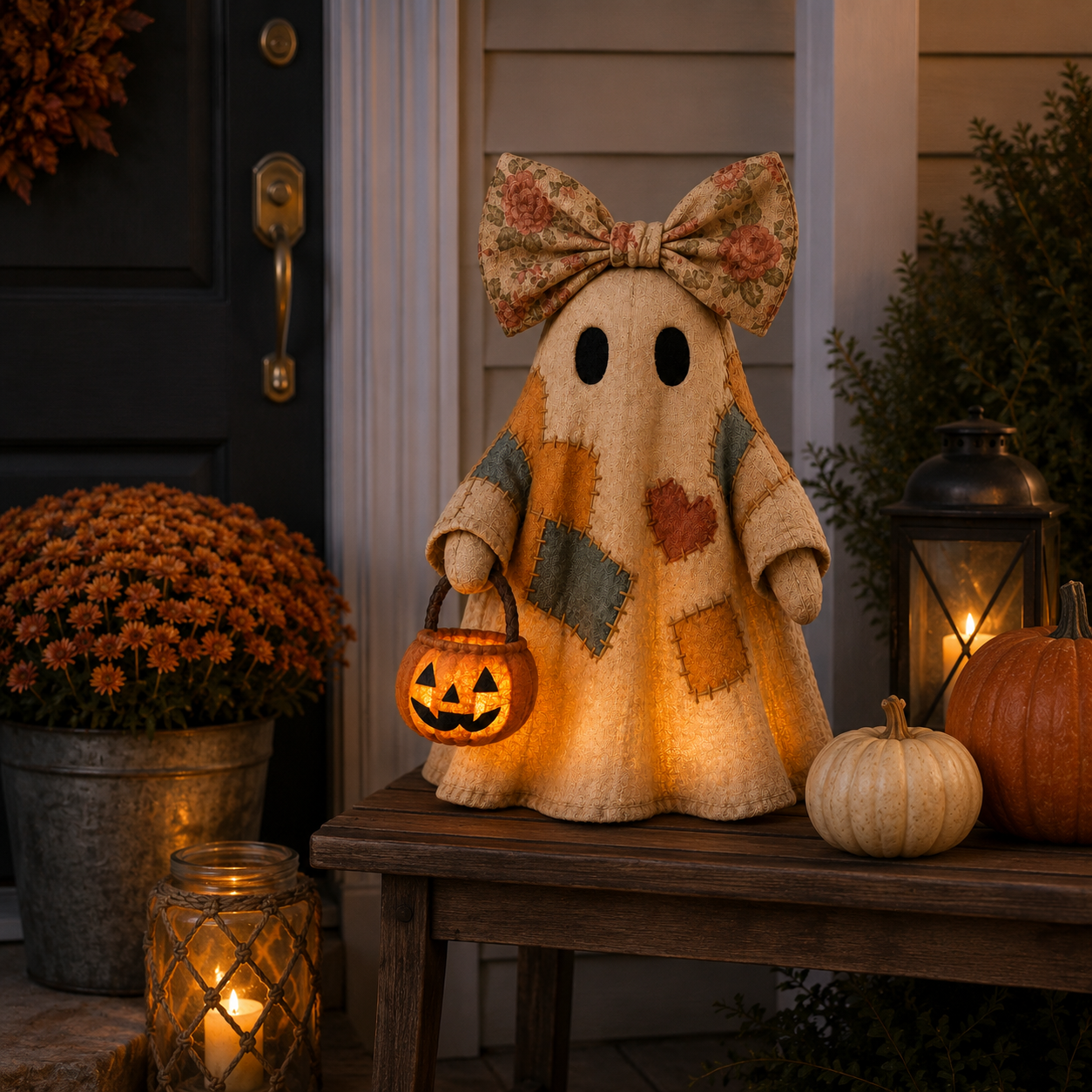 👻Lighted Vintage Patchwork Ghost
