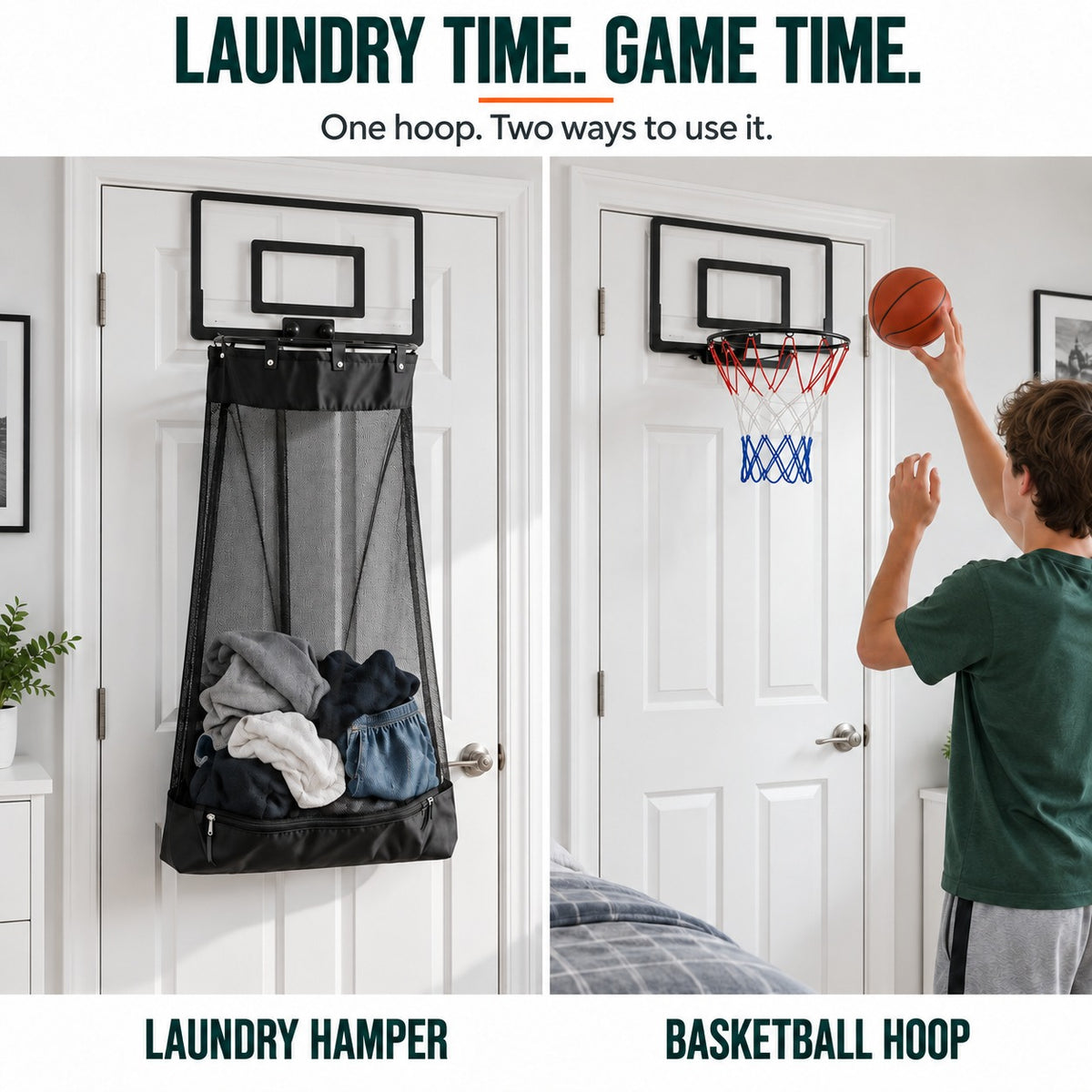🏀2-in-1 Basketball Laundry Hoop