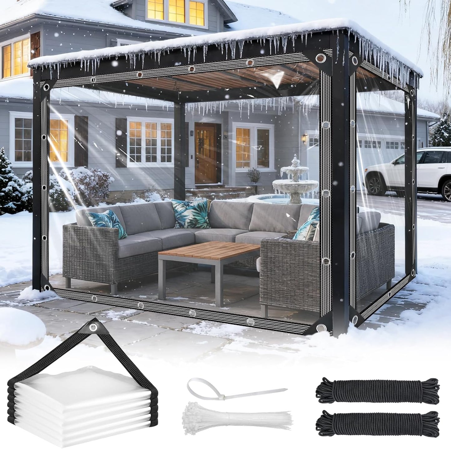 🌧️ ClearShield All Weather Tarp | Protect Your Space Without Blocking the View🏡