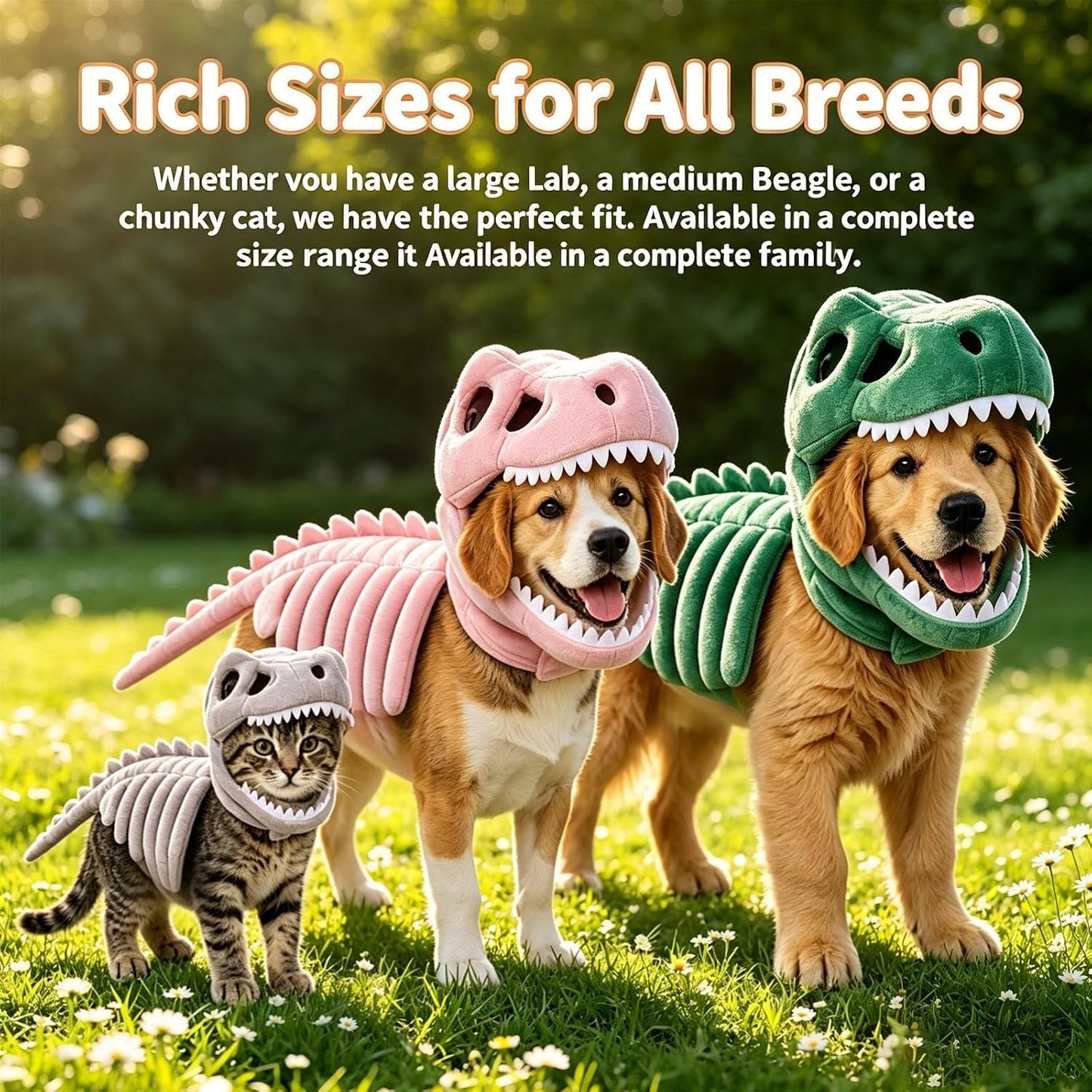 Disfrace de Esqueleto de Dinosaurio para Perros y Gatos, Disfraces de (E#,35cm)