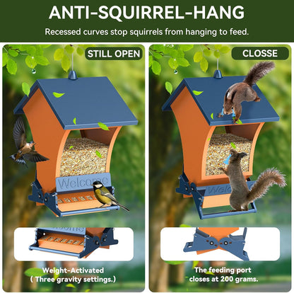 Hanging Squirrel Proof Bird Feeders for Outside for Finch, Cardinal, Bluebird, Blue Jay, Wild Bird