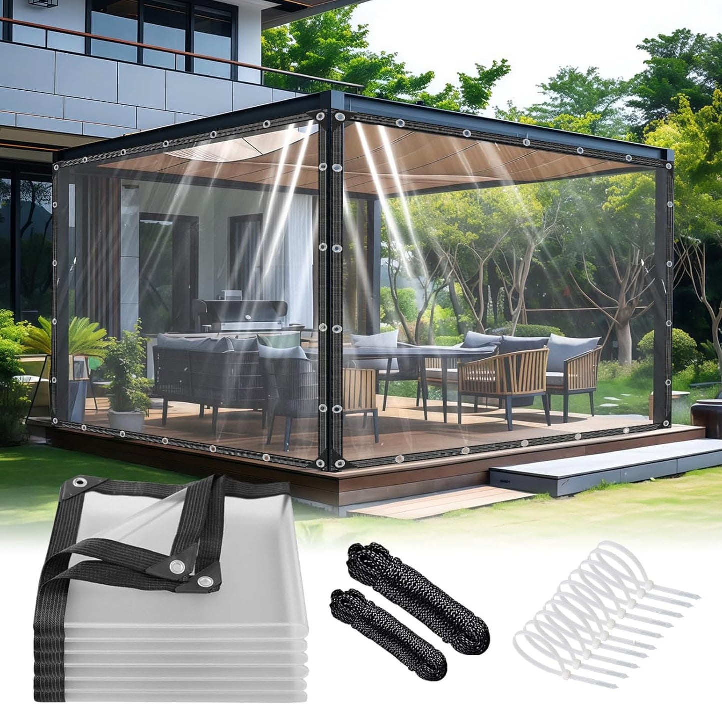 🌧️ ClearShield All Weather Tarp | Protect Your Space Without Blocking the View🏡