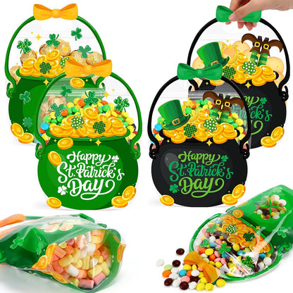 Fuutreo 50 Pcs Halloween Bags Plastic Pumpkin Clear Sealed Pouches with Handles Resealable Scary Holiday Favor Gift Bags for Halloween Holiday Party Candy Gift Wrapping Supplies Decoration(Pumpkin)