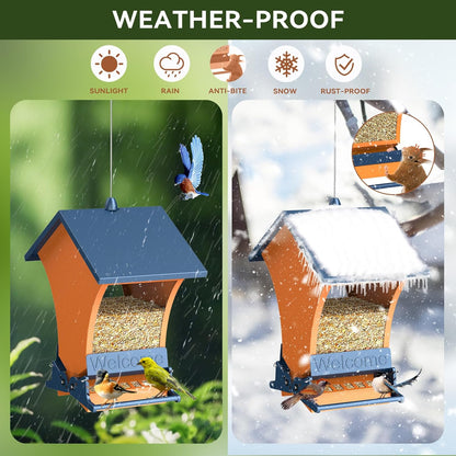 Hanging Squirrel Proof Bird Feeders for Outside for Finch, Cardinal, Bluebird, Blue Jay, Wild Bird