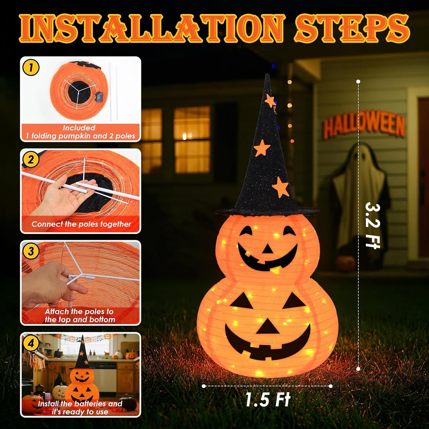 🎃 5FT Light-Up Halloween Pop-Up | Big Spooky Fun in Seconds