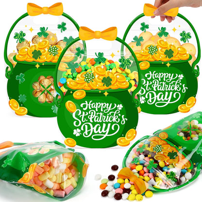 Fuutreo 50 Pcs Halloween Bags Plastic Pumpkin Clear Sealed Pouches with Handles Resealable Scary Holiday Favor Gift Bags for Halloween Holiday Party Candy Gift Wrapping Supplies Decoration(Pumpkin)