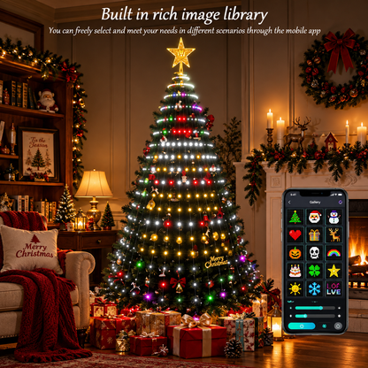 🎄 Smart RGB Christmas Tree Waterfall Lights | DIY Patterns, Music Sync & App Control
