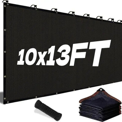 ⛅ Black 90% Blackout Fabric, 10×13ft UV Protection Shade Net with Reinforced Rivets