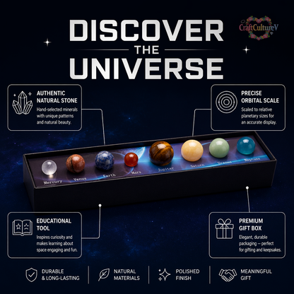 🌌HOLIDAY SALE: SOLAR SYSTEM CRYSTAL COLLECTION — 9 PLANET GEMSTONES IN A WOODEN DISPLAY BOX🌌