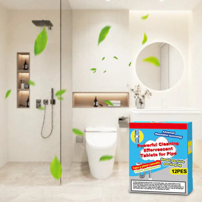 ✨Powerful Cleaning Effervescent Tablets for Pipe, Fast-Dissolving Hair Grease Clogs, Deodorizing Antibacterial Pipe Cleaner for Sink, Toilet Floor Drain
