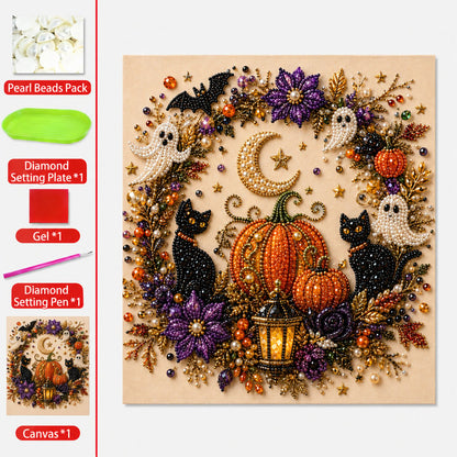 💥 Last Day 49% OFF – 👻✨ Halloween Pearl Art DIY Kit – Turn Tiny Pearls into Spooky-Cute Magic