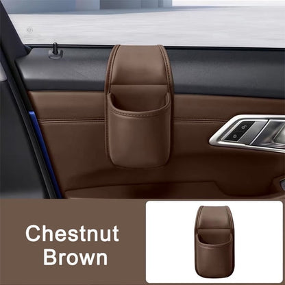 Large PU Leather Car Door Cup Holder & Storage Pocket