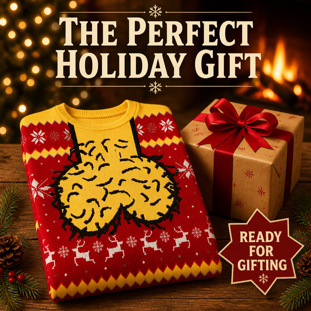Funny Brain Ugly Christmas Sweater for Men – Festive Holiday Novelty PulloverFunny Brain Ugly Christmas Sweater for Men – Festive Holiday Novelty Pullover