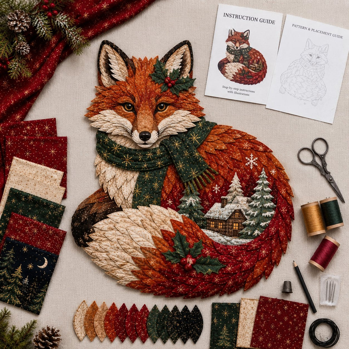 🎄🎅Christmas Woodland Wildlife DIY Patchwork Kit – ✨Create a Festive Handmade Keepsake (📦Buy 2 Free Shipping)