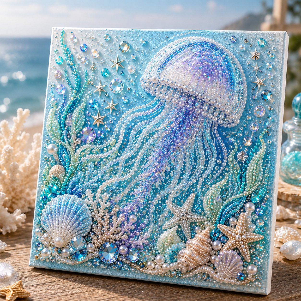 🌊✨💯Ocean Theme Pearl Art DIY Kit – Relaxing DIY Craft to Create Stunning Coastal Artwork