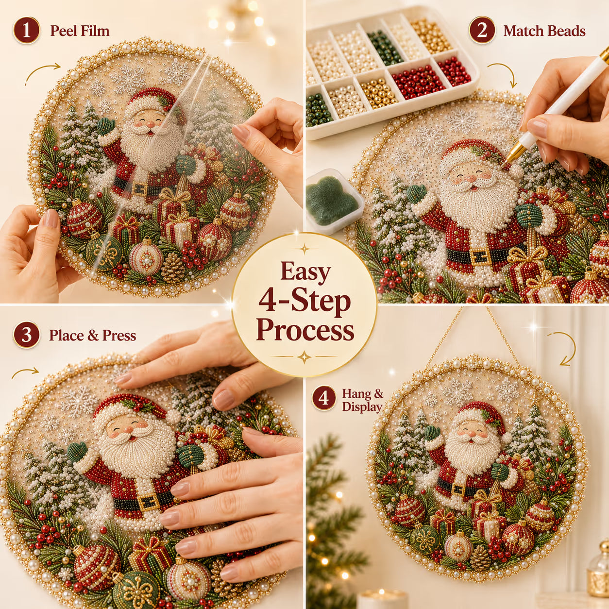 🌸🌻🍂🎄✨ Four Seasons & Holiday Pearl Art Hanging Wreath Kit
