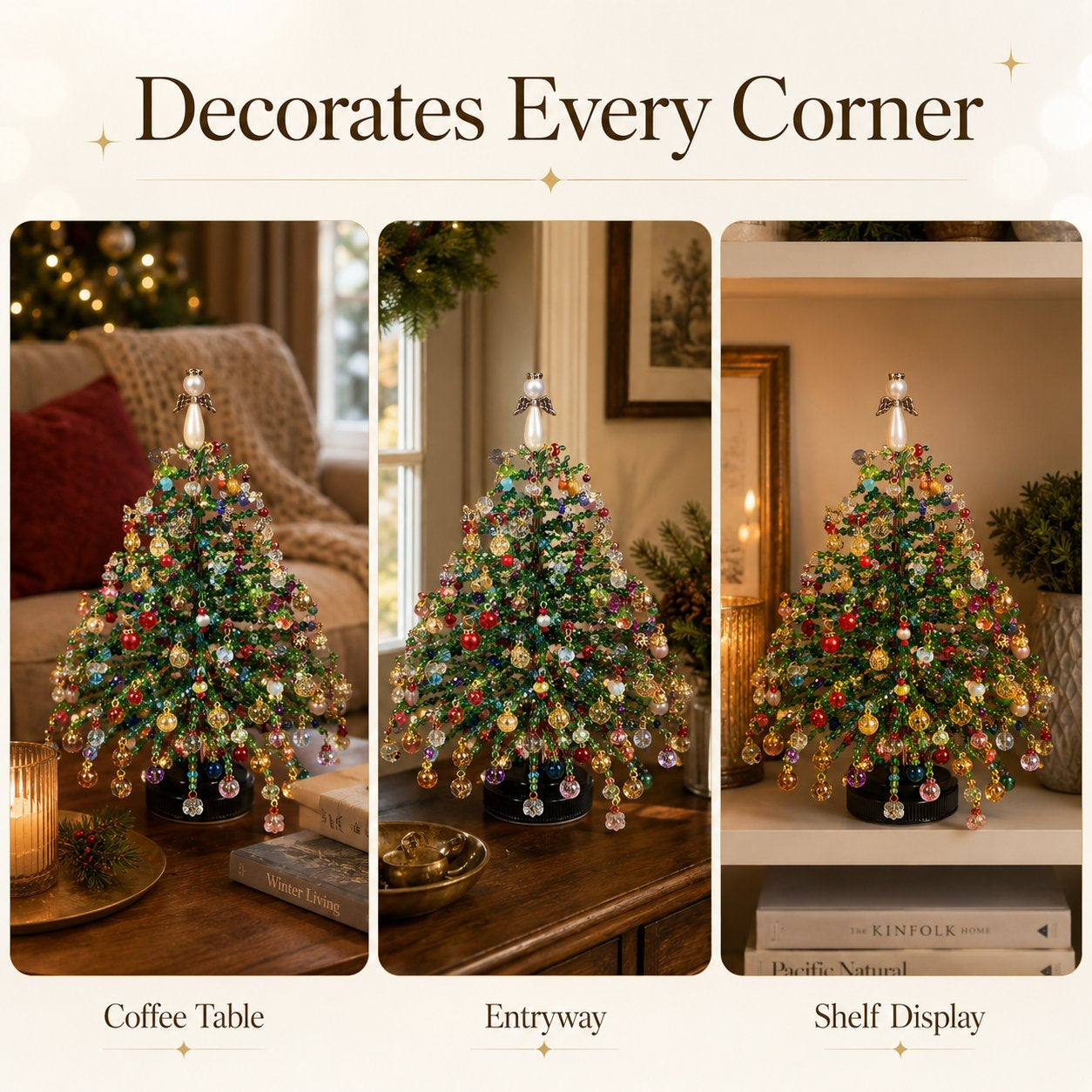 🎄✨ DIY Beaded Christmas Tree Kit – 🎅Create Your Own Sparkling Holiday Decorationvv