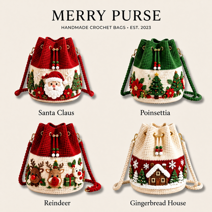 🎄Christmas Crochet Bucket Crossbody Bag 🎅