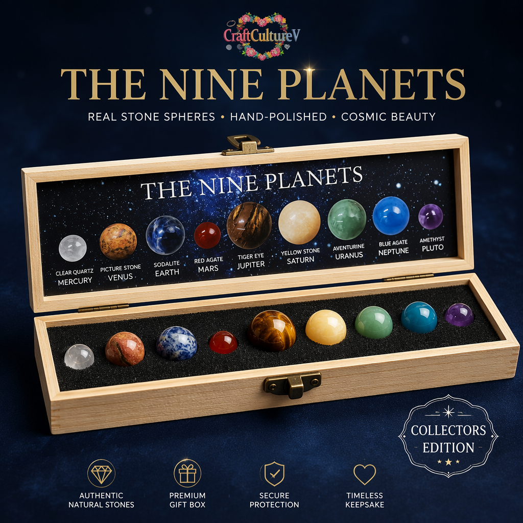 🌌HOLIDAY SALE: SOLAR SYSTEM CRYSTAL COLLECTION — 9 PLANET GEMSTONES IN A WOODEN DISPLAY BOX🌌