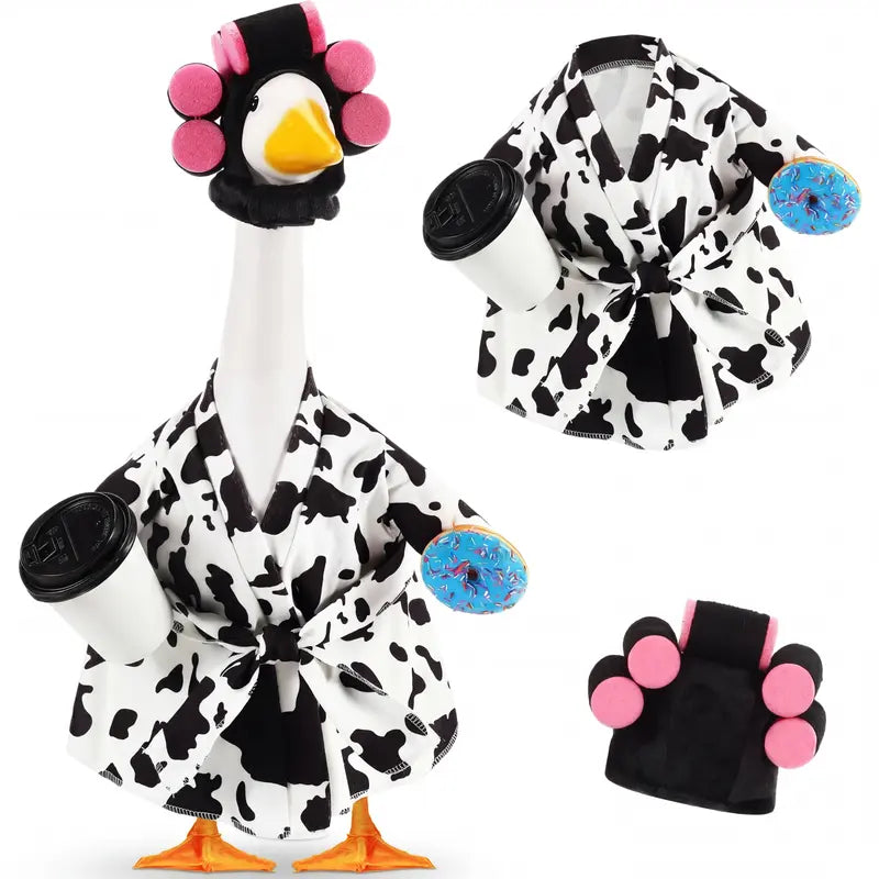 🦢Lady Porch Goose Outfit Bathrobe for 23'' Cement Plastic Porch Goose Statue❤️🤍💙