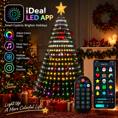 🎄 Smart RGB Christmas Tree Waterfall Lights | DIY Patterns, Music Sync & App Control