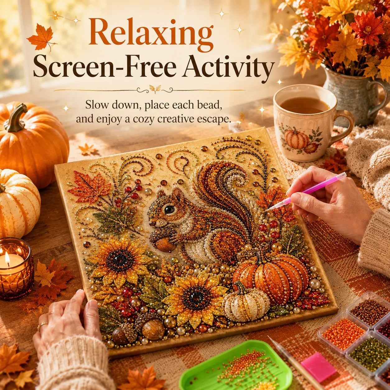 🍂💎 Autumn Pearl Painting Kit – Relaxing DIY Craft to Create Sparkling Fall Artwork 🖌️