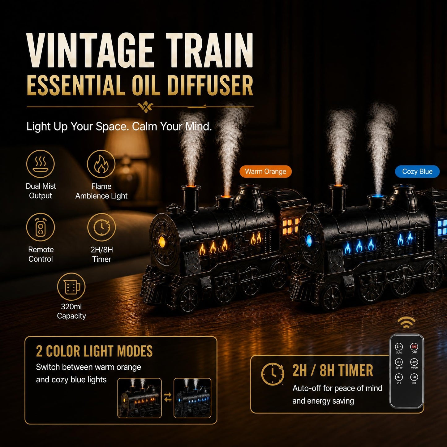 🔥Hot Sale 🚂 Christmas Train Diffuser with Vintage Steam Design
