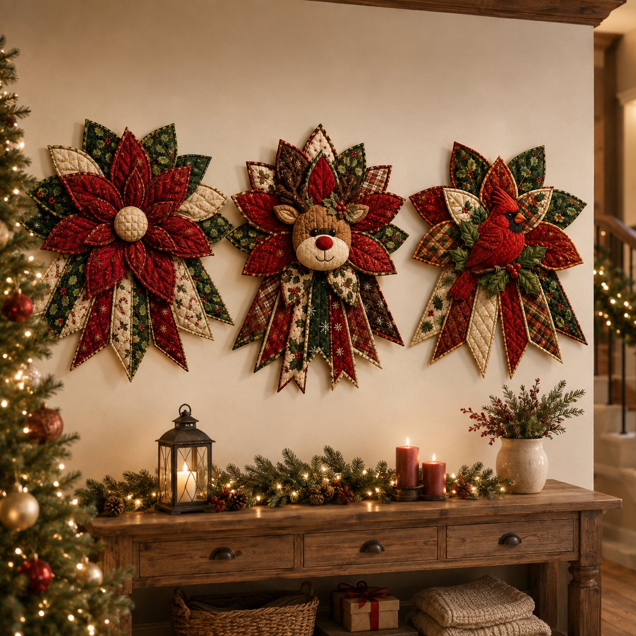 🎉 Holiday Celebration 🎄 – Festive Quilted Christmas Door Hanging DIY Sewing Kit