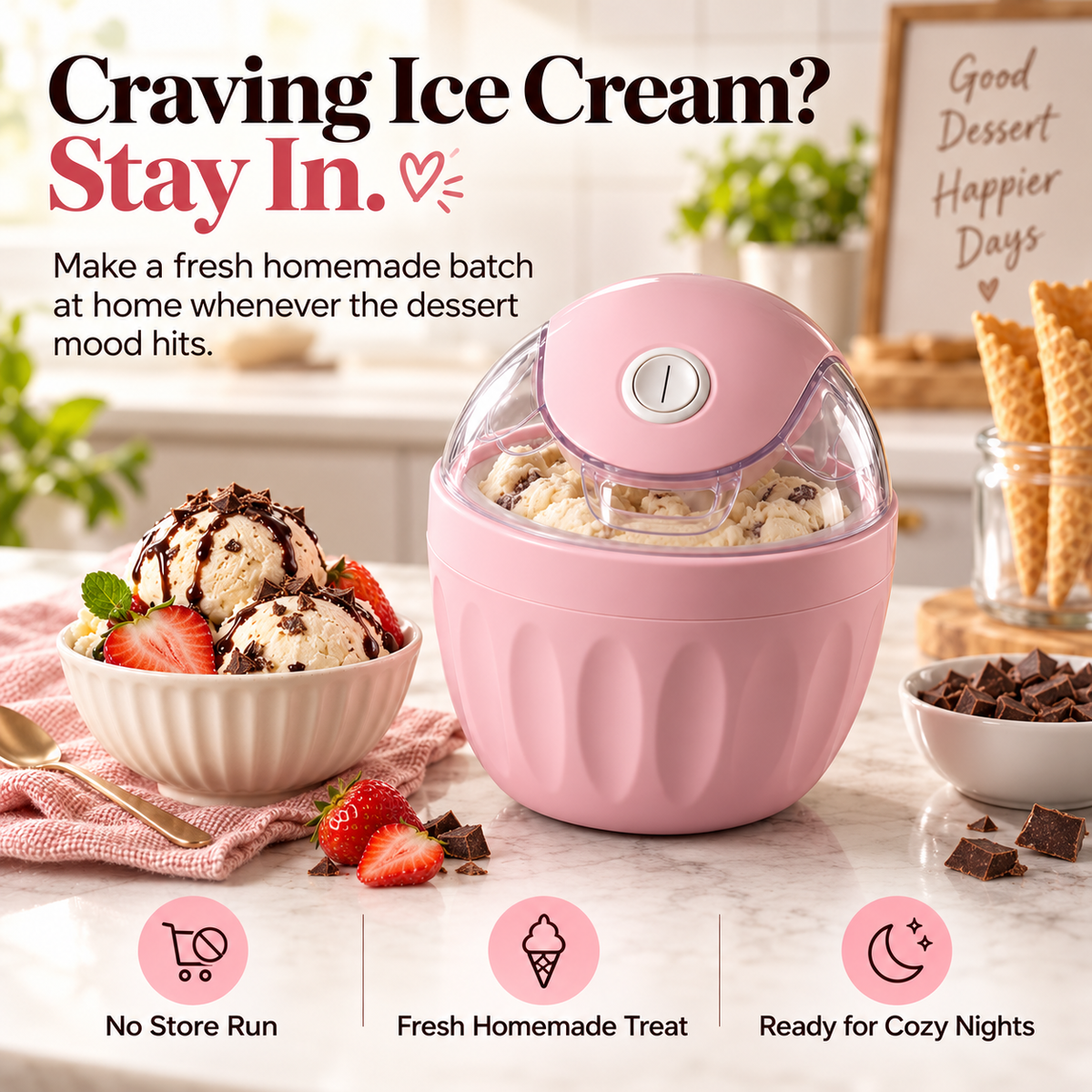 🍦 Mini Homemade Ice Cream Maker – Compact One-Touch Frozen Dessert Machine